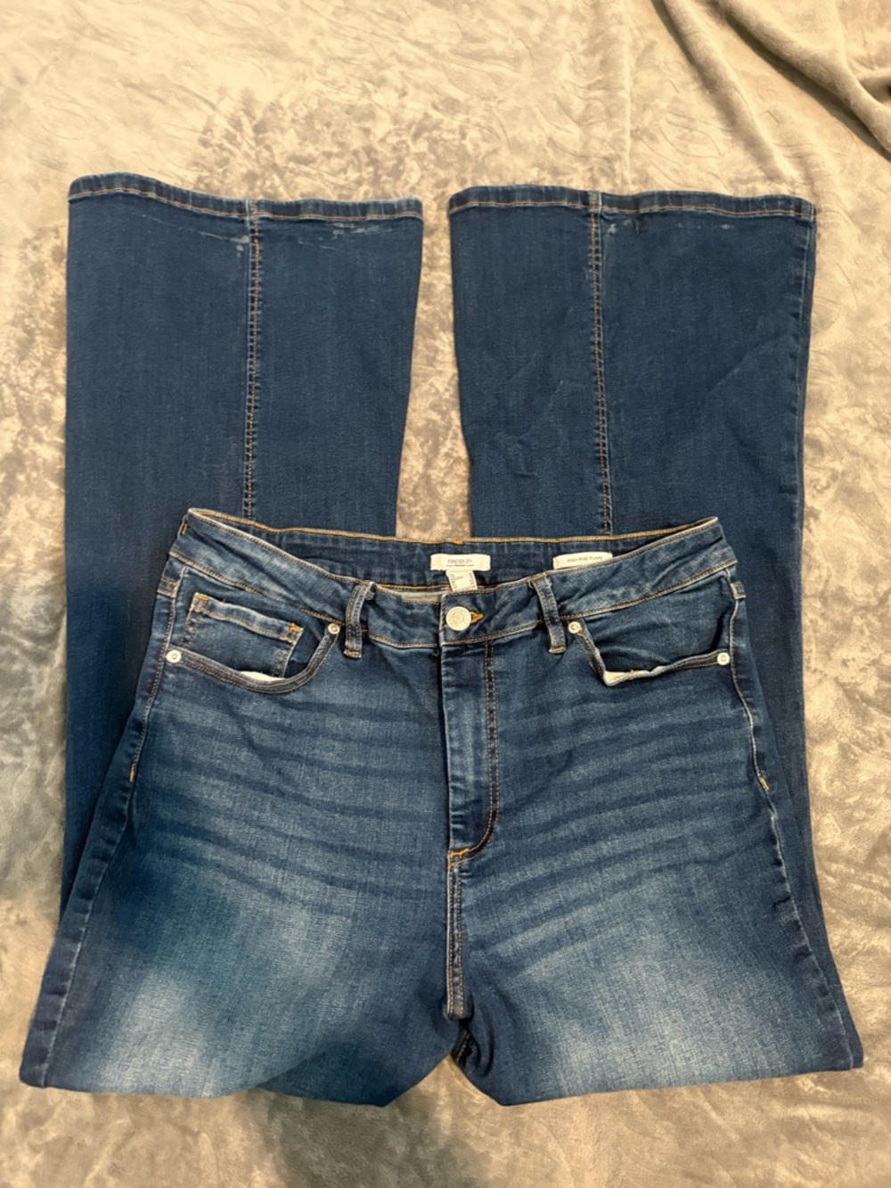Forever 21 Dark Blue Wide Leg Flare Jeans